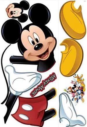 RoomMates Mickey Mouse Peel and Stick Giant Wall Decal with Augmented Reality 18" x 40" 9" x 40" RMK1508GM