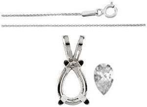 Pear Diamond Solitaire Pendant Necklace 14k White Gold (1 Ct, h, SI1 WGI Certified)