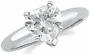 Heart Diamond Solitaire Engagement Ring 14K White Gold 1.72 Ct, H , VS2 GIA Certified