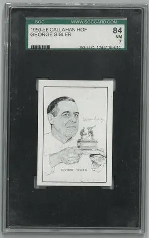 George Sisler 1950 Callahan Hall Of Fame Trading Card SSG Graded 84 NM 7 (St Louis Browns)