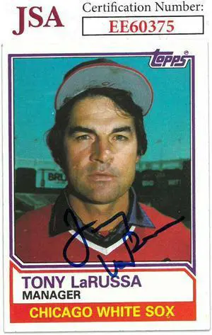 Tony La Russa signed 1983 Topps Baseball Card #216- JSA #EE60375 (Chicago White Sox)