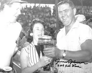 Junior Johnson signed NASCAR B&W 8x10 Photo 2009 Hall Fame- JSA Hologram #DD39375