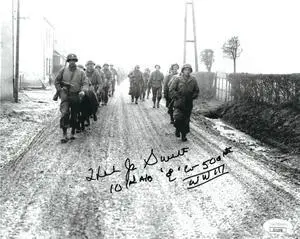 Herb "Jr" Suerth signed WWII Vintage B&W 8x10 Photo- JSA #II11558- Band of Brothers/101st/E Co/506th