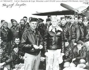 Edward/Ed Saylor signed 1942 WWII Doolittle Raiders Vintage B&W 8x10 Photo #15- JSA #II11650- Crew USS Hornet