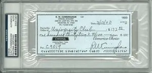 Walt/RW Cunningham signed Personal Check #1820- PSA Encapsulated #84041067 (Apollo/Astronaut)
