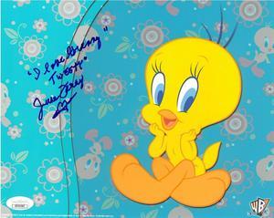 June Foray signed Looney Toons Tweety 8x10 Photo "I love Granny"- JSA Hologram #DD39382