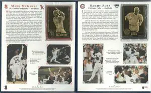 1998 Danbury Mint  MLB Mark McGwire and Sammy Sosa Breaking The Home Run Record Collectors 22Kt Gold Book Set