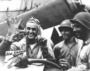 Alex Vraciu signed WWII Ace Pilot Vintage B&W 8x10 Photo- JSA #FF97823- Marianas Turkey Shoot/Lexington 19 June 1944 6 Victories