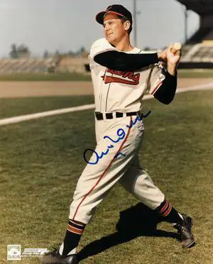 Al Rosen signed Cleveland Indians 8x10 Photo #7 (swing)
