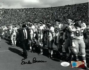 Earl Bruce signed Ohio State Buckeyes NCAA B&W 8x10 Photo- JSA