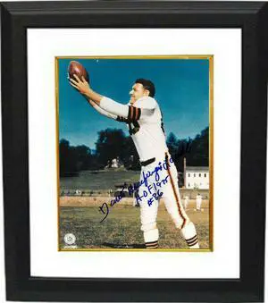 Dante Lavelli signed Cleveland Browns 8x10 Photo Custom Framing dual Gluefingers/HOF 1975 (catch/side view)