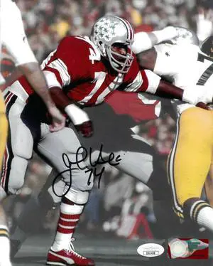John Hicks signed Ohio State Buckeyes NCAA 8X10 Photo #74- JSA (1973 Lombardi/Outland Winner)