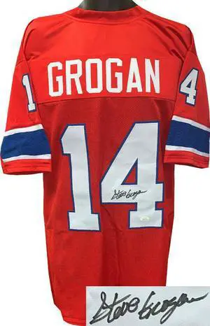 Steve Grogan signed Red TB Custom Stitched Pro Style Football Jersey XL- JSA Witnessed