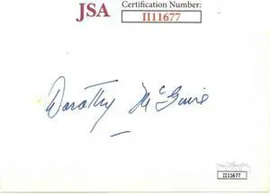 Dorothy McGuire signed 3x5 Index Card- JSA #II11677 (Ole Yeller/Gentleman's Agreement)