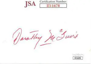 Dorothy McGuire signed 3x5 Index Card- JSA #II11678 (Ole Yeller/Gentleman's Agreement)
