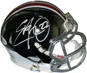 Eddie George signed Ohio State Buckeyes Riddell Chrome Mini Helmet #27- Beckett Witnessed (Heisman)