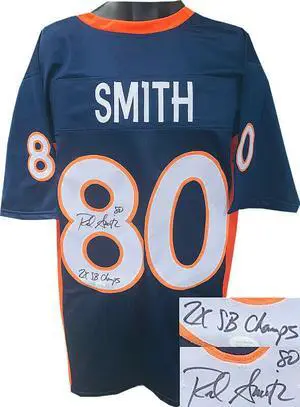 Rod Smith signed Navy Custom Stitched Pro Style Football Jersey #80 2X SB Champs XL- JSA Witnessed