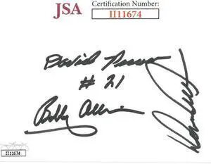 NASCAR Legends Bobby Allison/Donnie Allison/David Pearson signed 3x5 Index Card 3 sigs- JSA #II11674