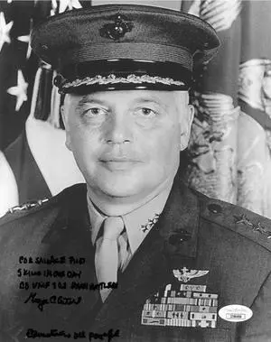 George C. Axtell signed WWII Corsair Vintage B&W 8x10 Photo Ace Pilot- 5 in One Day/Death Rattlers- JSA #JJ96496