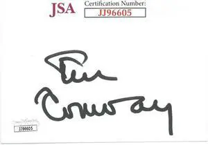 Tim Conway signed 3x5 Index Card– JSA #JJ96605 (McHale's Navy/Carol Burnett Show/Dorf)
