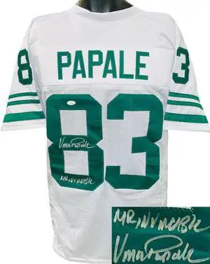 Vince Papale signed White TB Custom Stitched Pro Style Football Jersey Mr. Invincible XL- JSA Witnessed