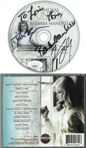 Kenny Chesney/Dierks Bently/Barbara Mandrell signed 2006 She Was Country When Country Was Cool CD- 3 sigs To Lori- JSA #KK58292