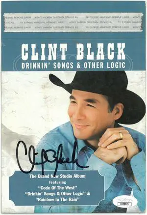 Clint Black signed Drinkin' Songs & Other Logic 5.75x8.5 Album Photo Promo- JSA #KK58029