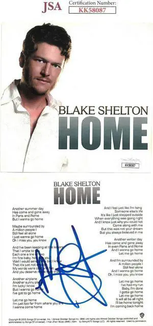 Blake Shelton signed 2005 Home Single CD Cover w/ Case (No CD)- JSA #KK58087 (The Voice)