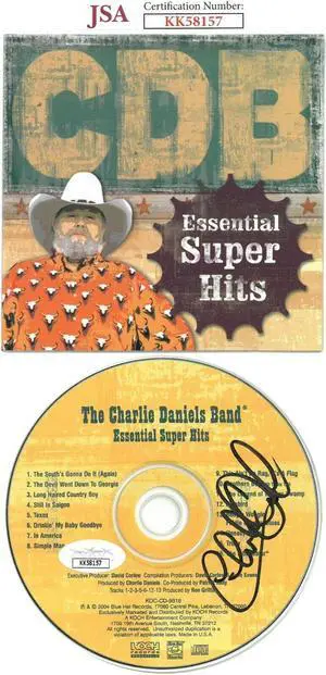 The Charlie Daniels Band signed 2004 Essential Super Hits Album CD w/ Cover/Case/signed DVD- JSA #KK58157
