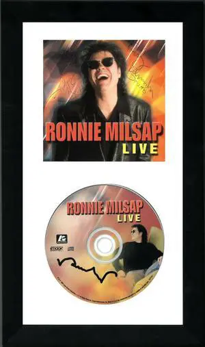 Ronnie Milsap signed 2002 Live Album CD w/ Cover 6.5x12 Custom Framing- 4 sigs- Rodney Edmondson/Warren Gowers/Adam Hampton