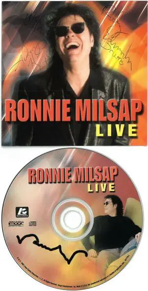Ronnie Milsap signed 2002 Live Album CD w/ Cover & Case 4 sigs- Rodney Edmondson/Warren Gowers/Adam Hampton