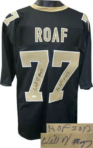 Willie Roaf signed Black Custom Stitched Pro Style Football Jersey XL #77 HOF 2012- JSA Witnessed