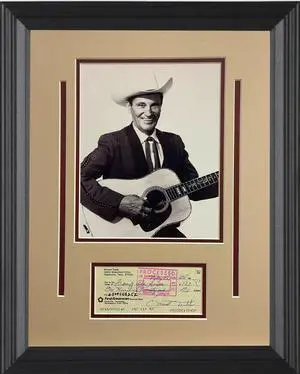 Ernest Tubb signed 1975 Cancelled Bank Check Matted w/ Photo w/ Custom Framing 14x18- JSA #AA56516 (Country Music Legend)