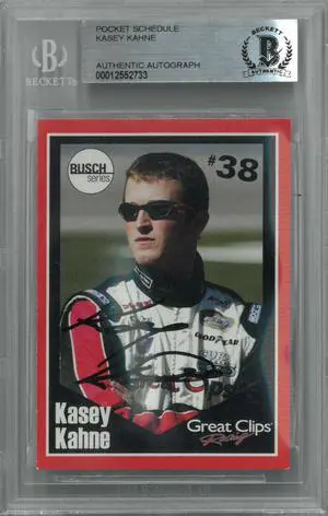 Kasey Kahne signed NASCAR Great Clips Racing Busch Series Pocket Schedule #38- BAS/Beckett #00012552733