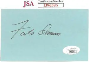 Antoine "Fats" Domino signed 3x5 Blue Index Card- JSA #JJ96585  (Singer/Songwriter)