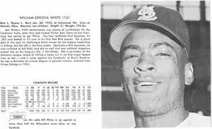 Bill White signed St. Louis Cardinals 1960 Yearbook Vintage 5x7.5 B&W Photo/Stat Full Page- JSA #JJ96634