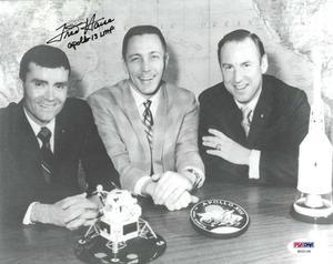 Fred Haise signed NASA Astronaut/Pilot Vintage B&W 8x10 Photo- PSA #S22134- Apollo 13 LMP (w/ Jim Lovell/John Swigert)