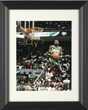 Shawn Kemp signed Seattle SuperSonics NBA 8X10 Photo Custom Framing JSA 1990 AllStar Game Gatorade Slam Dunk Contest