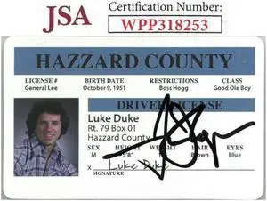 Tom Wopat signed Luke Duke Hazzard County Rep Driver's License- JSA #WPP318253 (Dukes of Hazzard)