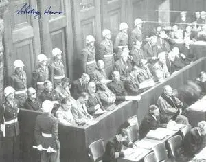 Whitney Harris signed 1945-46 WWll Nuremberg Trials B&W 8x10 Photo– PSA #AD38866- Prosecutor Military Tribunals RARE