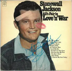 Stonewall Jackson signed 1966 All's Fair in Love 'n' War Album Cover/LP/Vinyl Record Love- JSA #JJ96566