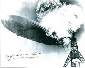 Margherita/Marge Thielke signed B&W Vintage 8x10 Photo- JSA #JJ96493- Age 89 Witness age 11 (1937 Hindenburg Disaster)