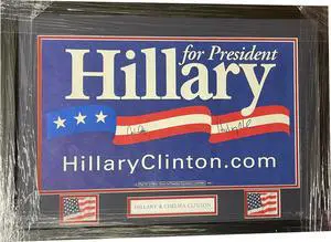 Hillary Clinton Dual signed 2016 President 14”x21” Campaign Poster Framing– JSA #LL60399 (With Chelsea/First Lady/20x28)