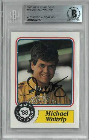 Michael Waltrip signed 1988 Maxx/Charlotte NASCAR Racing Rookie RC Trading Card #98– BAS/Beckett #00012552726