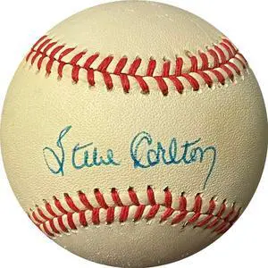 Steve Carlton signed RONL Rawlings Official National League Baseball very minor spots- JSA #NN13642 (Philadelphia Phillies)