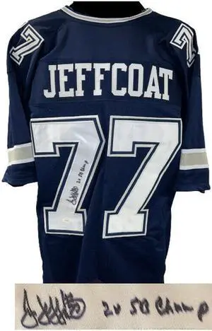 Jim Jeffcoat signed Navy Custom Stitched Pro Style Football Jersey #77 2X SB Champ XL- JSA Witnessed