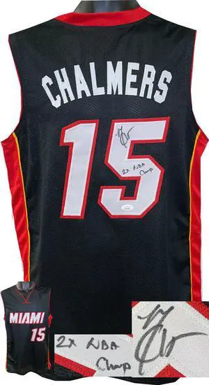 Mario Chalmers signed Miami Black Custom Stitched Pro Style Basketball Jersey 2X NBA Champ- JSA Witnessed #WIT319838