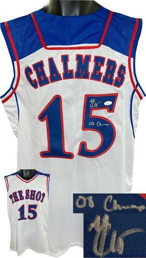 Mario Chalmers signed Kansas The Shot White Custom Stitched College Basketball Jersey 08 Champs XL JSA Witnessed