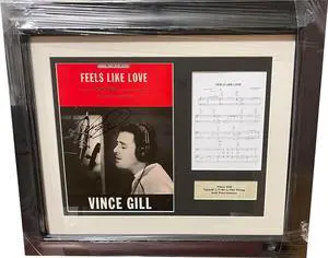Vince Gill signed 2000 Feels Like Love Sheet Music/Lyrics Premium Custom Framing (20x24)
