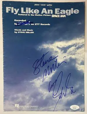 Steve Miller & Seal dual signed 1976 Fly Like An Eagle/Space Jam Full 9x12 Sheet Music/Lyrics- JSA #PP75183